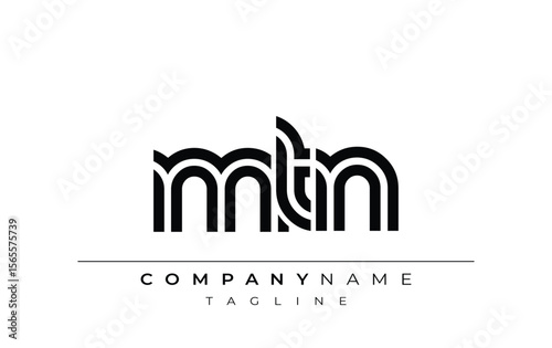 MTN Creative Unique Modern Letter Logo Design. Stylized logo featuring a unique letter design, presenting abstract minimalist aesthetics and modern appeal.