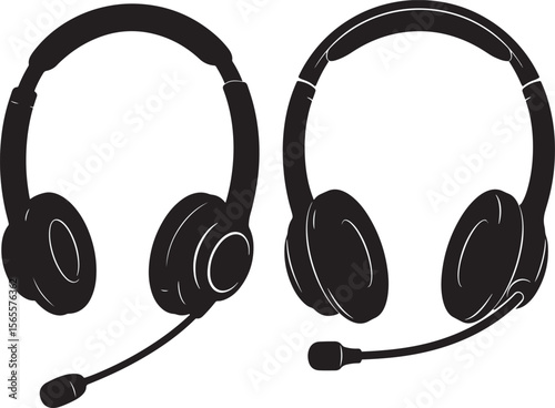 Print headphones silhouette vector illustration