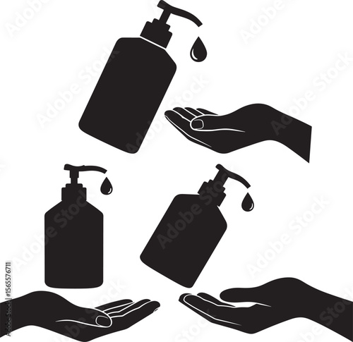 Sanitize your hand silhouette vector illustration