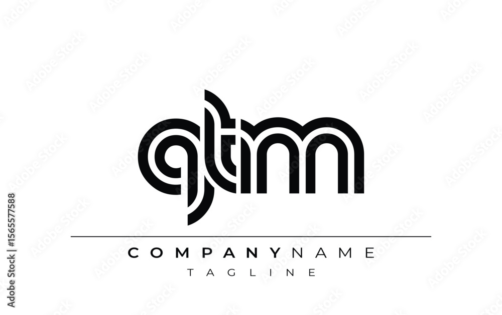 Fototapeta premium QTM Creative Unique Modern Letter Logo Design. Stylized logo featuring a unique letter design, presenting abstract minimalist aesthetics and modern appeal.