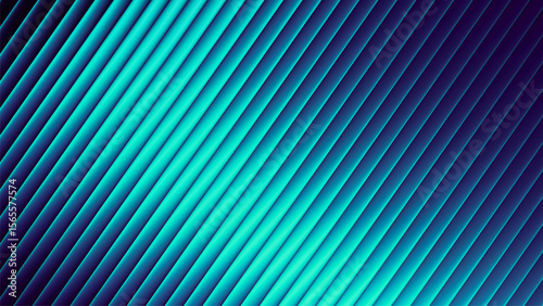 Futuristic neon texture with vibrant shades of blue wavy gradient and bright smooth fluted diagonal lines. Bold dynamic design blending smooth tones and radiant colors and energy for modern visual art