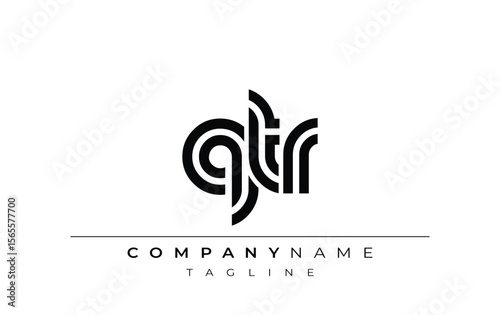 QTR Creative Unique Modern Letter Logo Design. Stylized logo featuring a unique letter design, presenting abstract minimalist aesthetics and modern appeal.