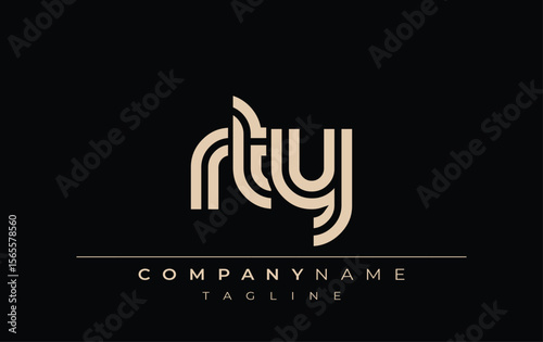 RTY Creative Unique Modern Letter Logo Design. Stylized logo featuring a unique letter design, presenting abstract minimalist aesthetics and modern appeal.