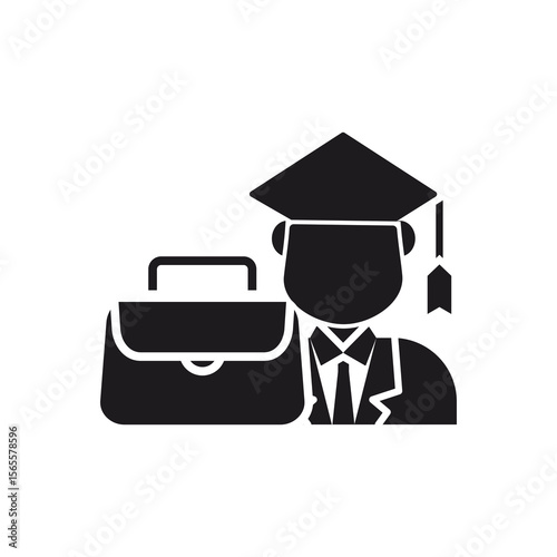 Graduate with Briefcase Icon, Job Market Ready.