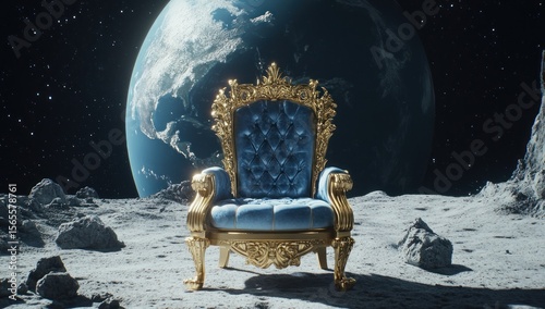 Royal Throne with Moon, Earth, and Space.