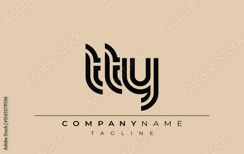 TTY Creative Unique Modern Letter Logo Design. Stylized logo featuring a unique letter design, presenting abstract minimalist aesthetics and modern appeal.