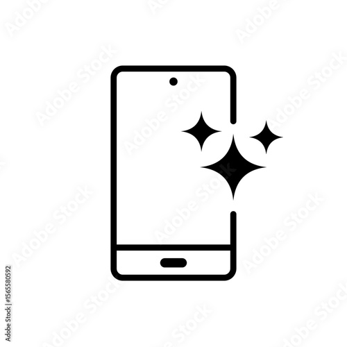 Phone with AI. Generating AI concept icon
