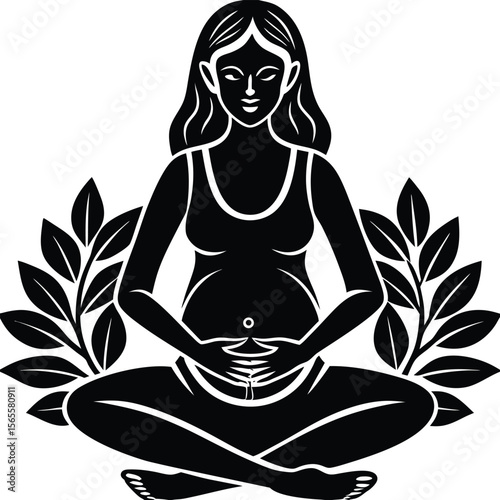 Serene Pregnant Woman in Lotus Pose Pregnancy, Mindfulness, and Well-being