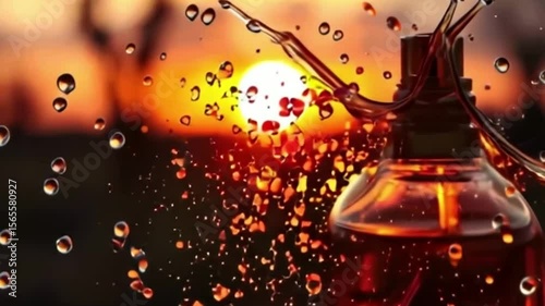 Sunset perfume bottle splash