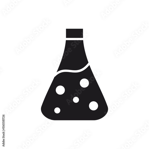 Erlenmeyer Flask with Bubbles Icon - Science Laboratory Concept