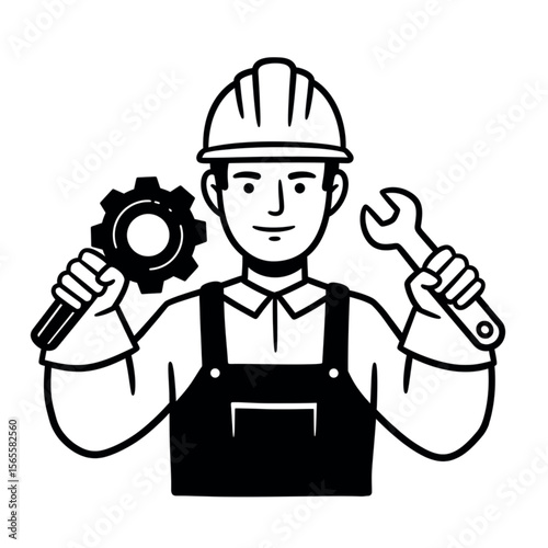 Technician Icon – Simple Silhouette Design Isolated    A minimalist vector icon of a technician in a simple silhouette design, isolated on a clean background. Perfect for use in tech support, repair s