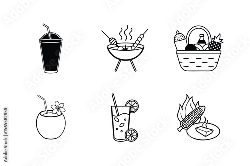 food and drink icons set