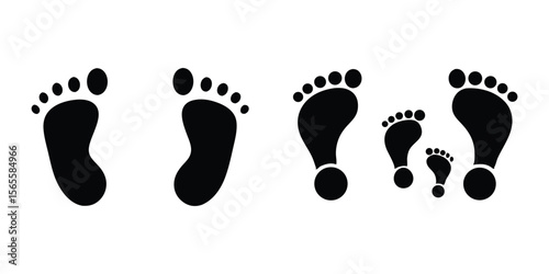 Black Silhouette Footprint Vector Icon Set for Baby Nursery Design Projects