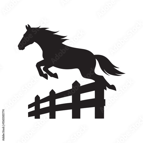 Horse Jumping Over High Fence Silhouette