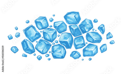 Refreshing cold ice cube design, perfect for beverage companies or summer marketing materials with its crisp, clean style.
