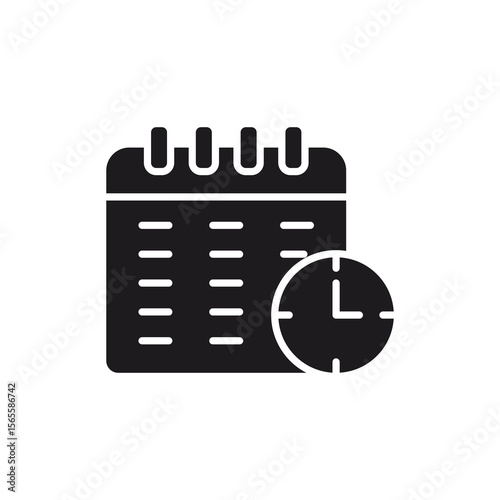 Calendar and Clock Icon,Schedule and Time Management Concept