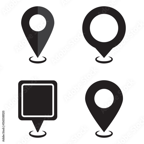 location pin icon symbol sign isolated on transparent background, map flat vector icons