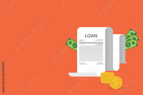 Finance management. Loan agreement. Mortgage money credit. Loan disbursement, quick loan service, easy credit.