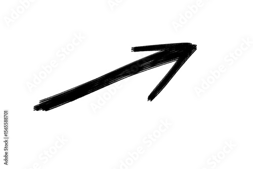 A black brush stroke arrow points diagonally upward to the right, isolated on transparent background