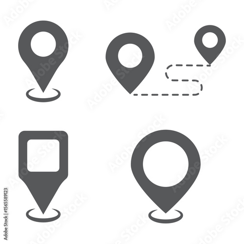 Location pin icon set. Map navigation line style symbol. Gps location sign