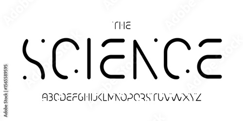Science technology font, futuristic alphabet for scientific headline, medical digital product logo, display device typography, app UI typographic design. Modern vector typeset.