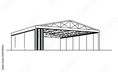 Modern building architecture representation showcasing structural elements, suitable for use in architectural plans and technical designs.