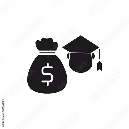 Student Loan Concept,Money Bag with Graduation Cap