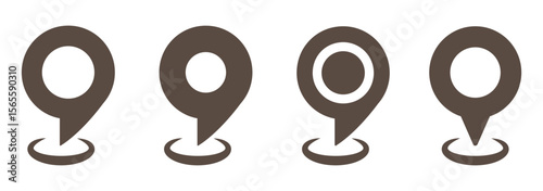 location icon set map pointer pin sign symbol red black outline destination icon place address navigation locator sign vector illustration