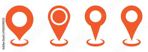 location icon set map pointer pin sign symbol red black outline destination icon place address navigation locator sign vector illustration