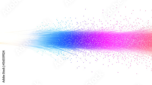 Colorful Abstract Fiber Optic Light Stream on White Background