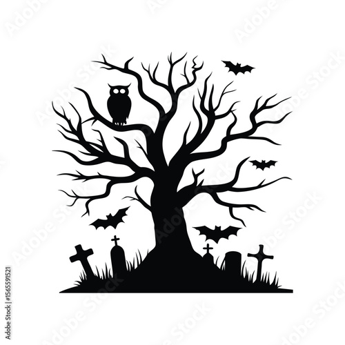 Rest in Fear – Graveyard  Silhouette Illustration