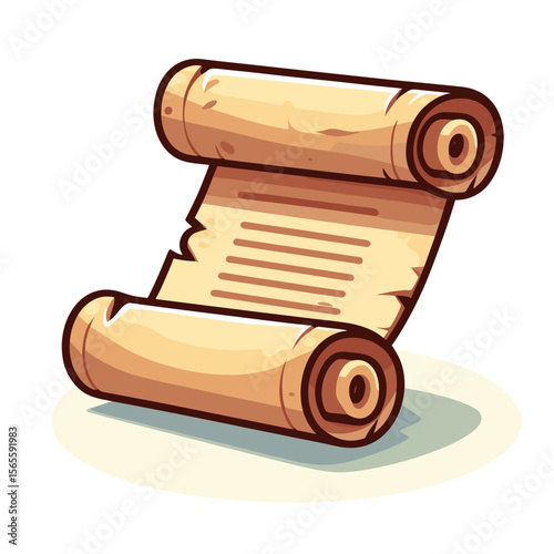 Old parchment scroll, beige colors, ancient document illustration