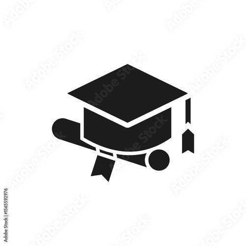 graduation cap icon on top of a diploma, symbolizing academic achievement and the pinnacle of hard work. Perfect for use in educational materials, graduation announcements.