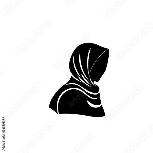 Silhouette of a person in a traditional hijab, showcasing cultural attire and religious significance.