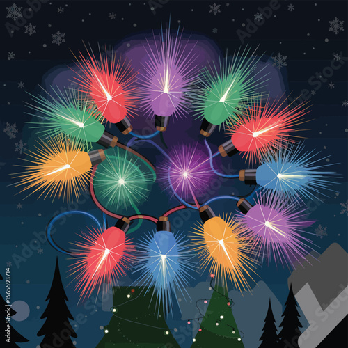 vector Happy New Year Celebrating 2025 in Latin letters , Christmas Decoration Items Santa Claus

