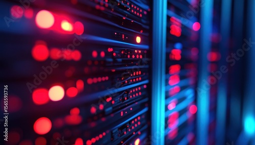 Data Center Servers with Network Lights.