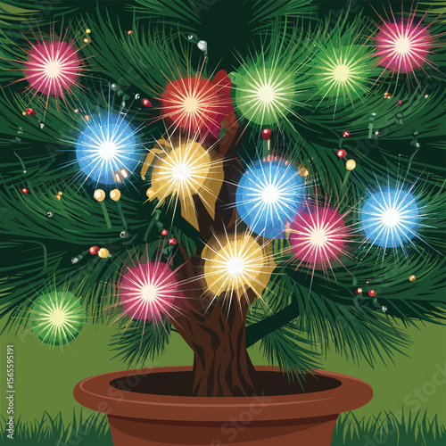 vector Happy New Year Celebrating 2025 in Latin letters , Christmas Decoration Items Santa Claus
