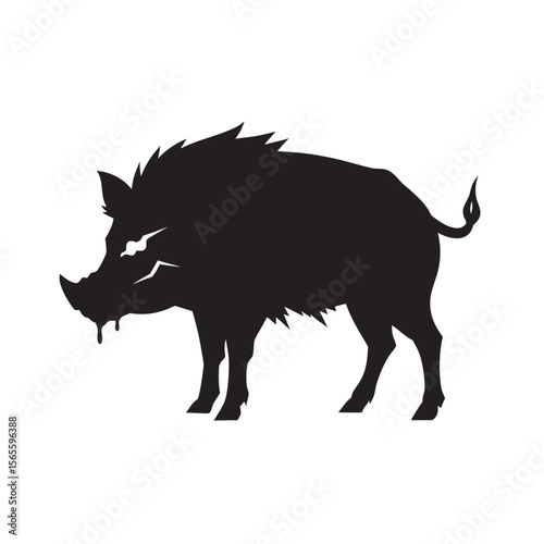 Silhouette Of Wild Boar Missing Tusk