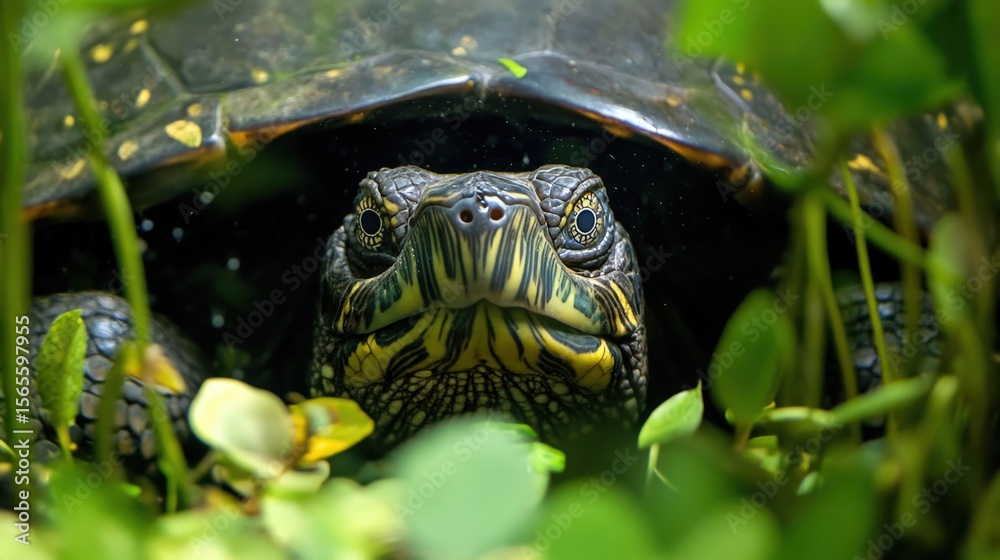 Obraz premium Close-up view of a turtle's head and neck.
