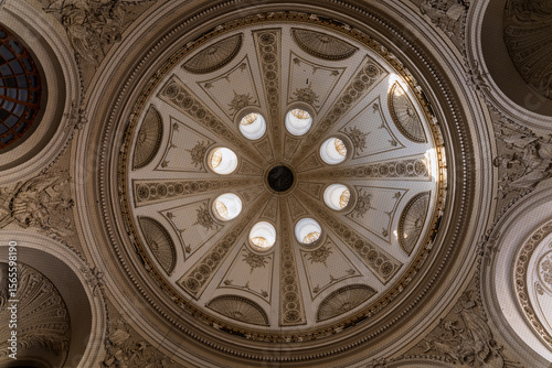 Interior dome ceiling of Hofburg Palace in Vienna with ornate design