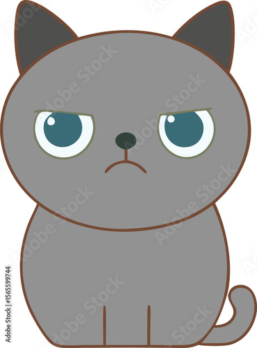 Cute grumpy cat, vector illustration