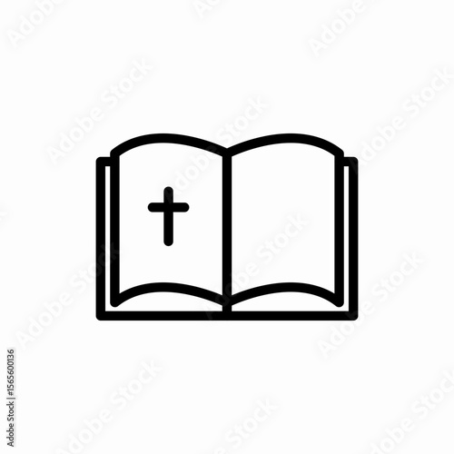 Bible book cross icon vector sign