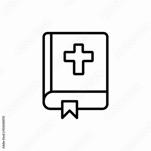 Bible book cross icon vector sign