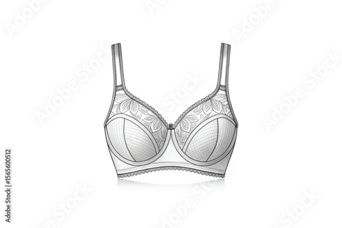 Elegant Floral Lace Bra Design - Detailed Illustration