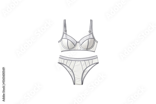 Elegant White Lingerie Set – Bra and Panty with Black Stitching Detail