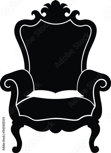 Baroque style ornate armchair with curved legs and detailed wood carving