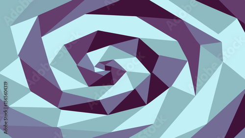 Geometric spiral pattern with purple and teal polygonal shapes