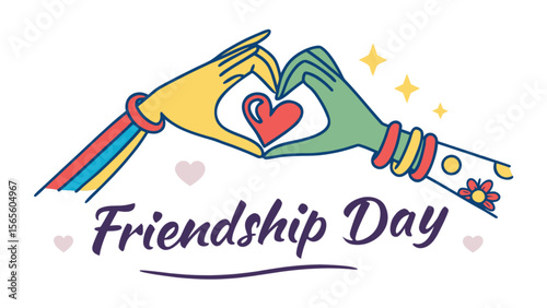 Friendship day vector illustration with heart hands happy friendship day celebration best friends forever love 100