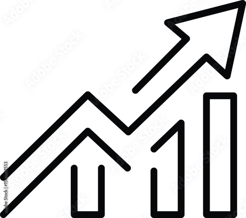Growth and decline of company profits Isolated vector icon. Company performance indicator. Growing graph icon graph sign. Diagram of increasing and decreasing profits'vector illustration.