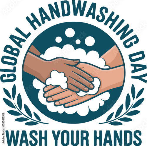 Washing hands together with soap and bubbles hygiene